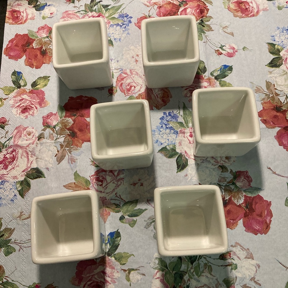Set of Six White Square “Tasting” Bowls
